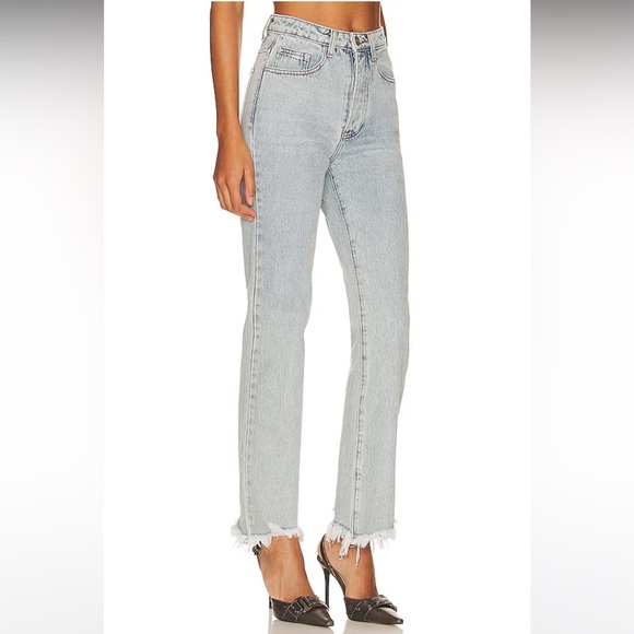 Revolve Superdown Marilyn Denim Jean in Light Blue Wash size 25 fringe detail - Picture 5 of 8